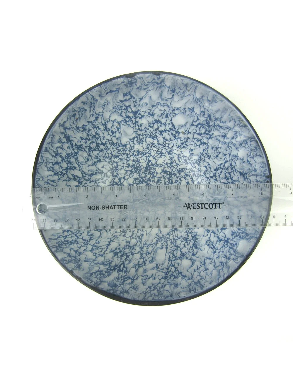 Antique Graniteware Mixing Bowl Blue Swirl 8